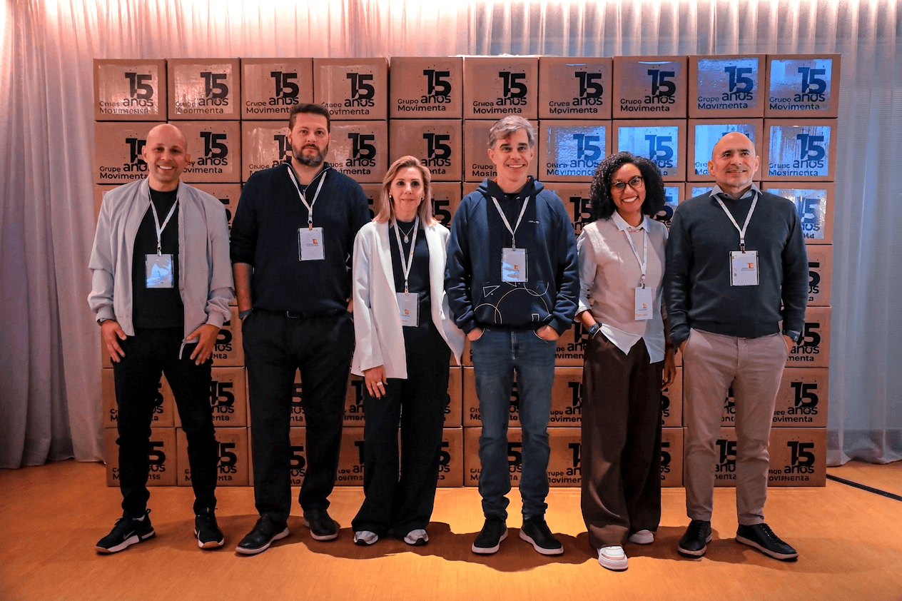 Nosso Gerente de Negócios Ricardo Tasso, ao lado dos diretores Douglas Von Gal, Katia Magnani, o Sócio Fundador e CEO do Grupo Movimenta Manildo Cavalcante, Damaris Silva e Maurício Pacheco Almeida